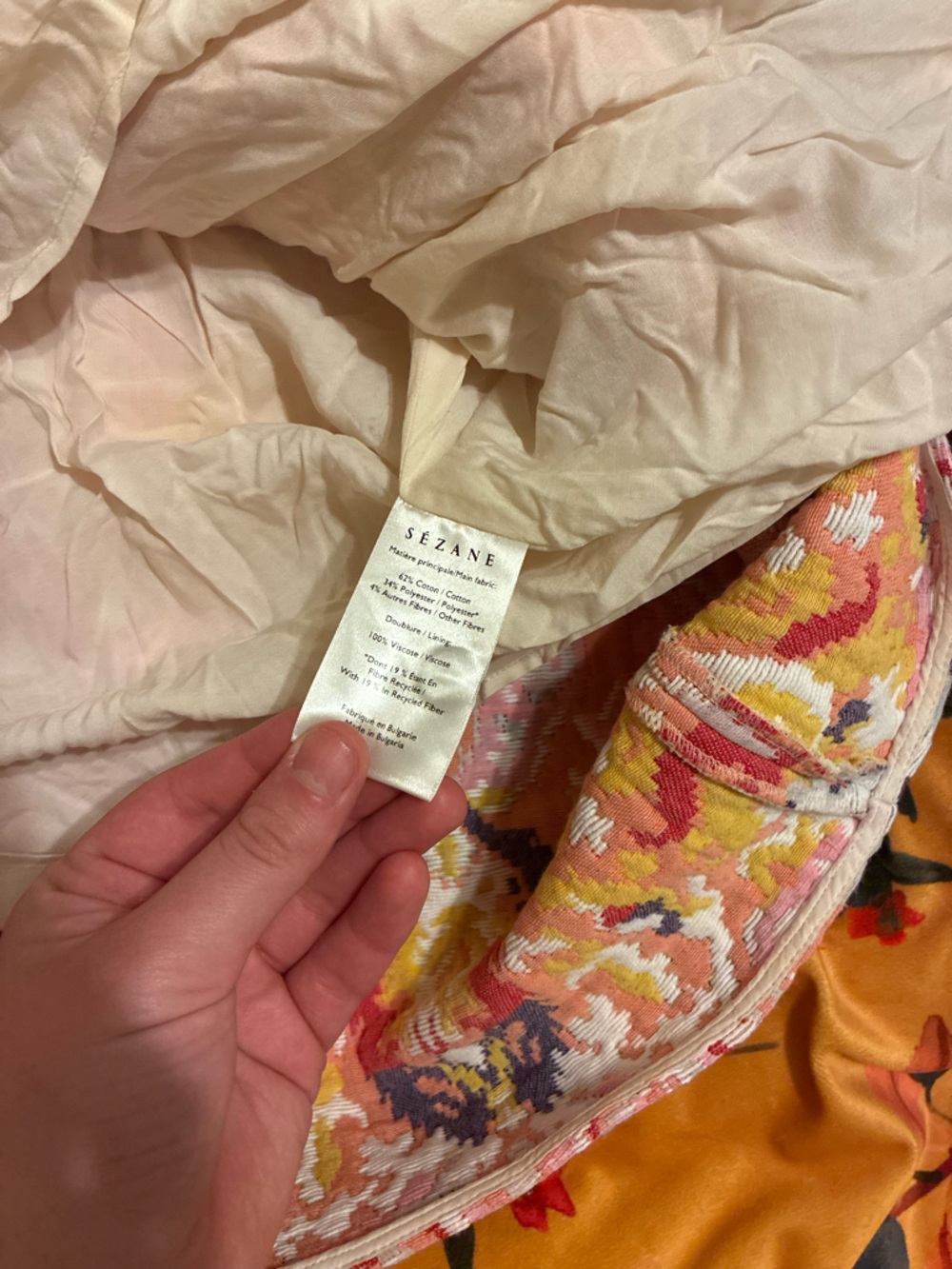 Sezane Multicolor Ikat-Style Textured Jacket — Pink, Yellow & Gray - Picture 3 of 6